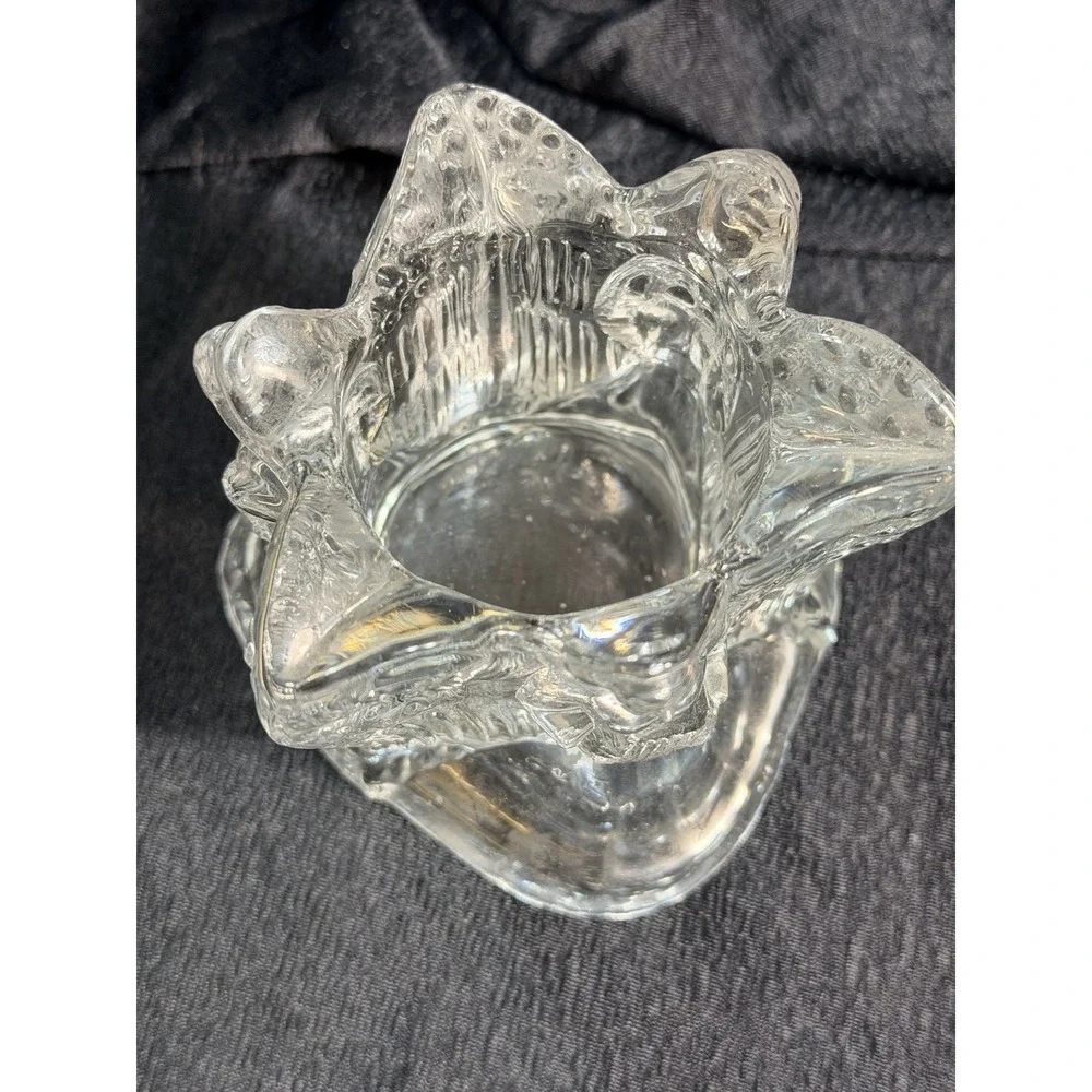 Vintage Nybro Crystal Triangle 3 Angel Candle Holder, Made‎ In Sweden (2544)